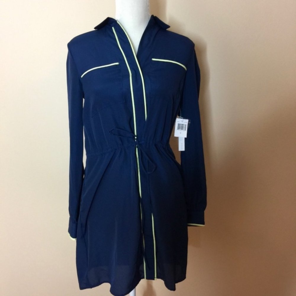 AQUA Blue Long Sleeve Dress
